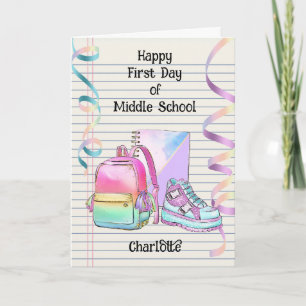Personalized 1st Day of Middle School  Card