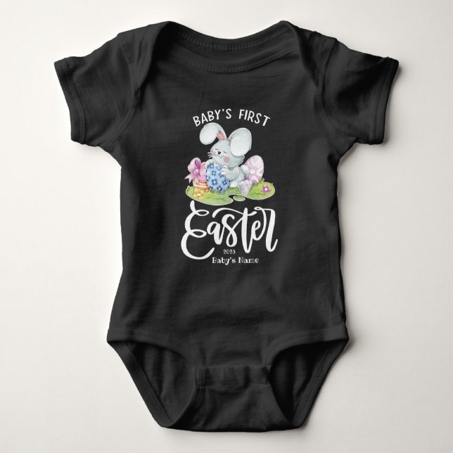 Personalized 1st Easter with Cute Bunny Baby Bodysuit (Front)
