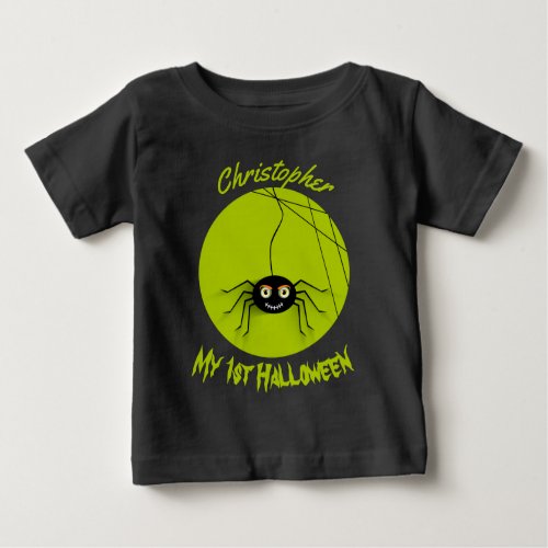 Personalized 1st Halloween Spooky Spider Baby T_Shirt