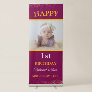 Personalized 1ST Happy Birthday Photo Celebration Retractable Banner