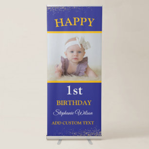 Personalized 1ST Happy Birthday Photo Celebration Retractable Banner