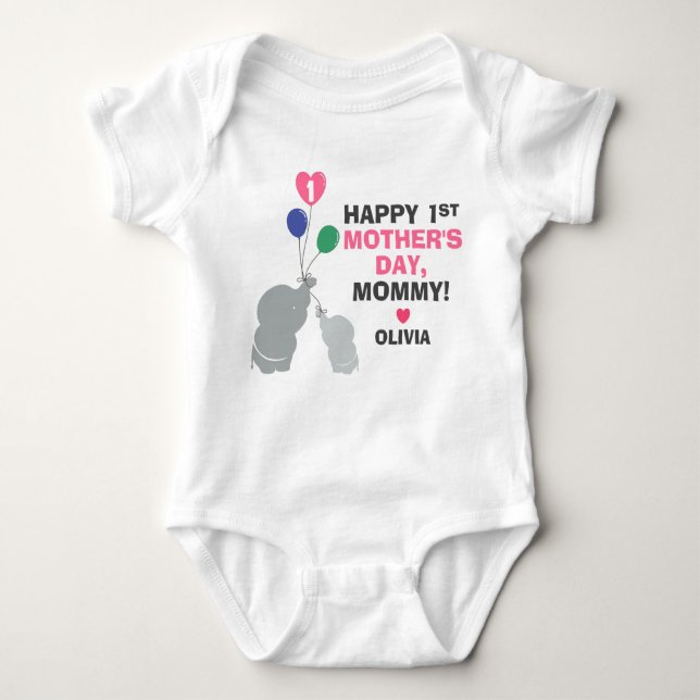 Personalized 1st Mother's Day for Baby Girl Baby Bodysuit (Front)