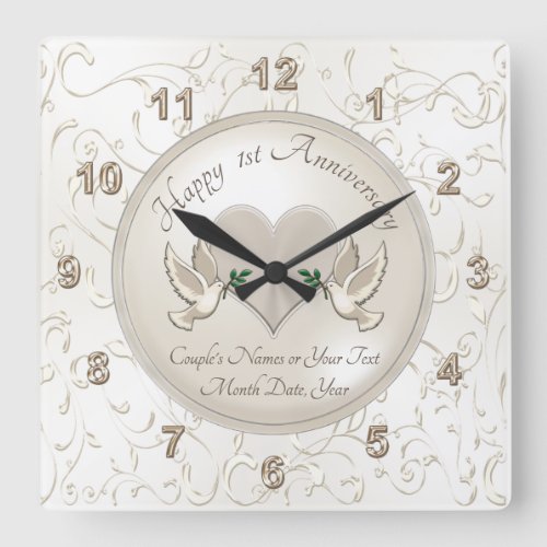 Personalized 1st Wedding Anniversary Gifts Clock