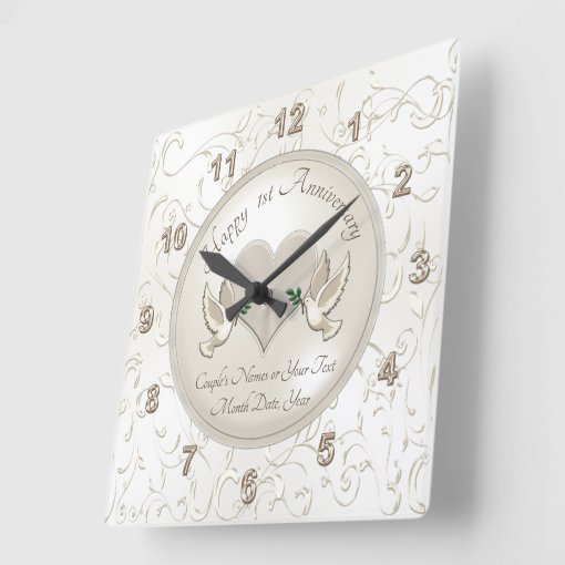 Personalized 1st Wedding Anniversary Gifts, Clock Zazzle