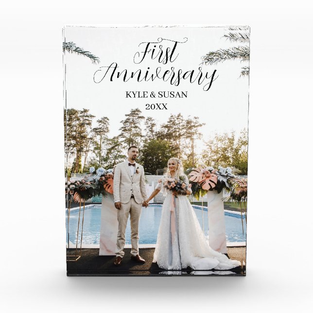 Personalized 1st Wedding Anniversary Photo Block (Front)