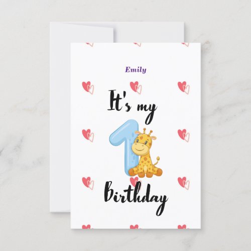 Personalized 1st Year Birthday invitation Card