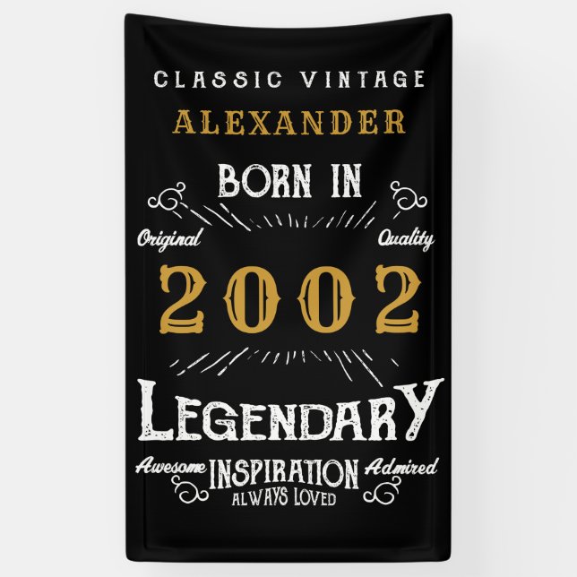 Personalized 2002 21st Birthday Add Name Legendary Banner (Vertical)