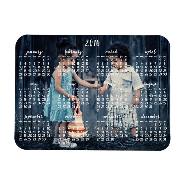 Personalized 2016 Magnetic Calendar 3x4 Magnet (Horizontal)