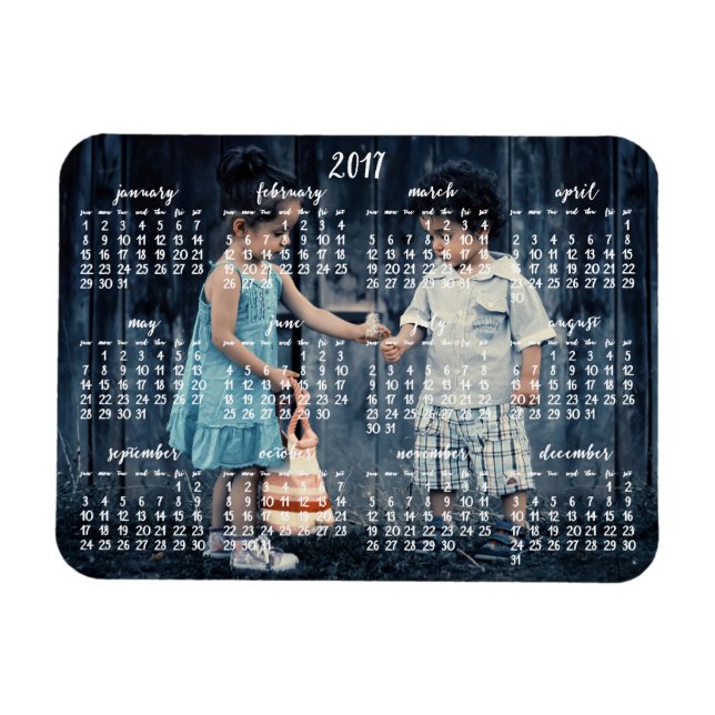 Personalized 2017 Magnetic Calendar 3x4 Magnet (Horizontal)