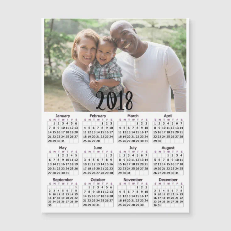 Personalized 2018 Calendar Magnetic Photo Card Zazzle Personalized 2018 Calendar Magnetic Photo Card Zazzle
