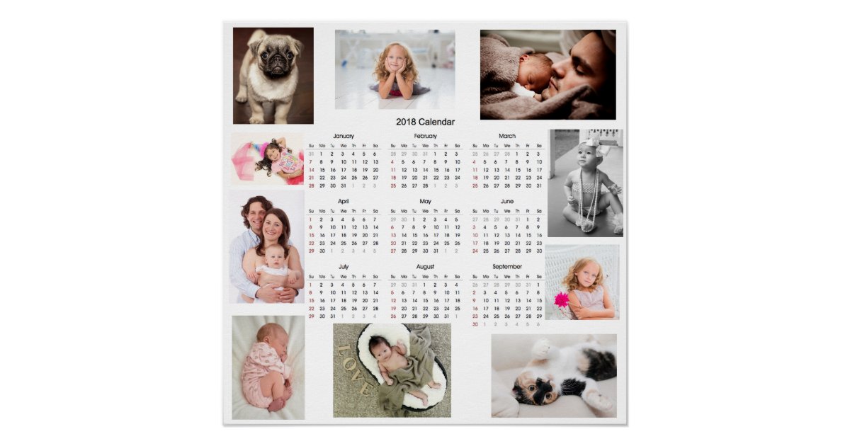 Personalized 2018 Family Photos Calendar Poster Zazzle Personalized 2018 Family Photos Calendar Poster Zazzle