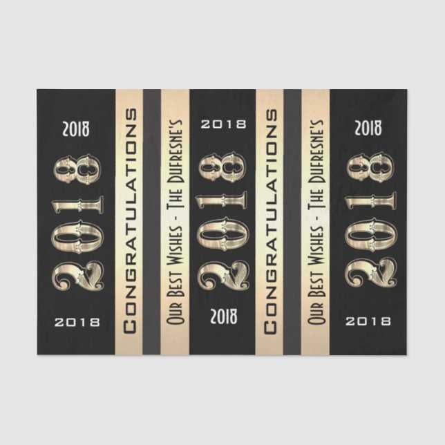 Personalized 2018 w/Your Family Name Graduation Tissue Paper (Front)