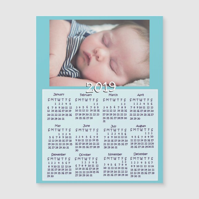 Personalized 2019 Baby Photo Magnet Calendars (Front)