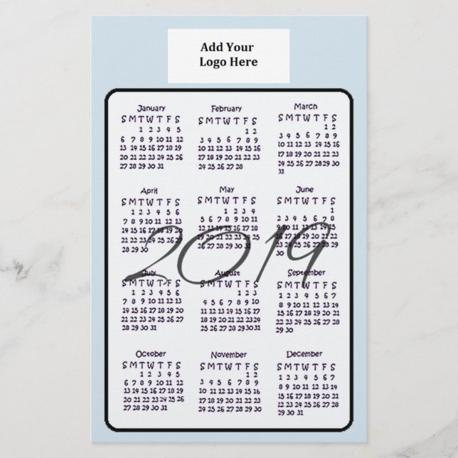 Personalized 2019 Calendar Custom Color and Logo Flyer (Front)