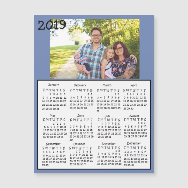 Personalized 2019 Family Photo Magnet Calendars (Front)