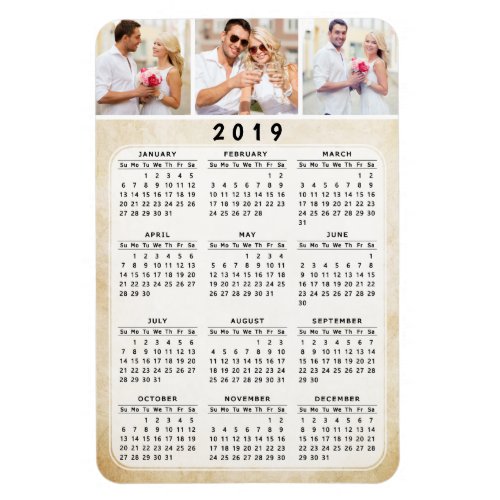 Personalized 2019 Photo Magnet Calendar 4x6