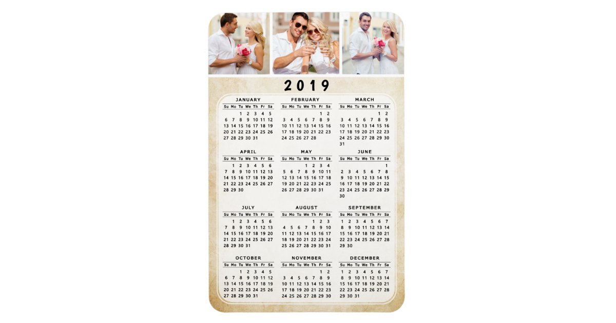 Personalized 2019 Photo Magnet Calendar 4x6