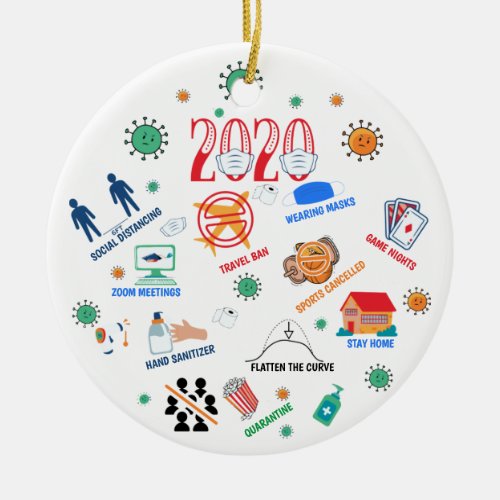 Personalized 2020 pandemic christmas ceramic ornament