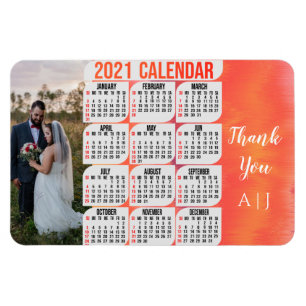 Personalized 2021 Photo Magnetic Fridge Calendar M Magnet