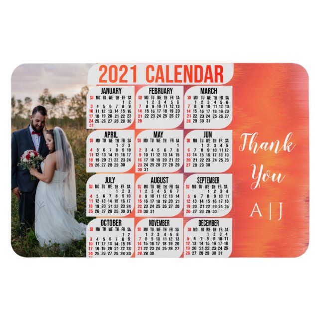 Personalized 2021 Photo Magnetic Fridge Calendar M Magnet (Horizontal)