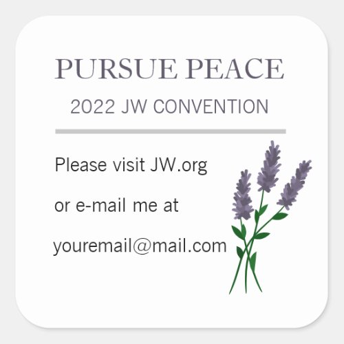 Personalized 2022 JW Pursue Peace Convention Square Sticker