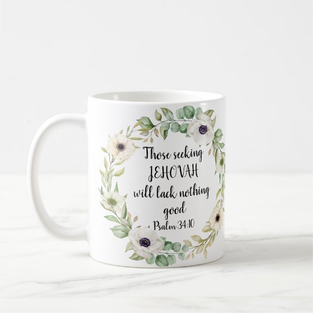 Personalized 2022 JW year text Psalm 34:10 Coffee Mug (Left)