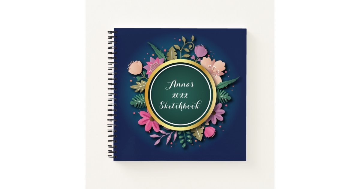 Personalized Blue Artist Sketchbook Notebook