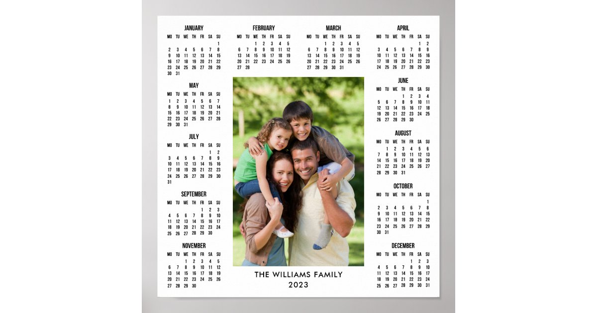 Personalized 2023 Calendar Full Year Photo Poster | Zazzle