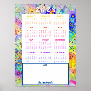 Personalized 2023 colorful calendar poster