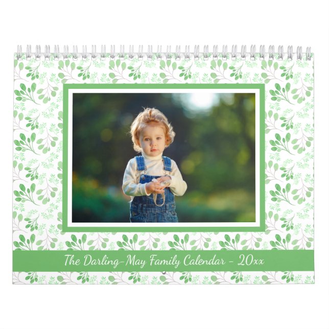Personalized 2023 Family Photo Leaf Pattern Calendar (Cover)