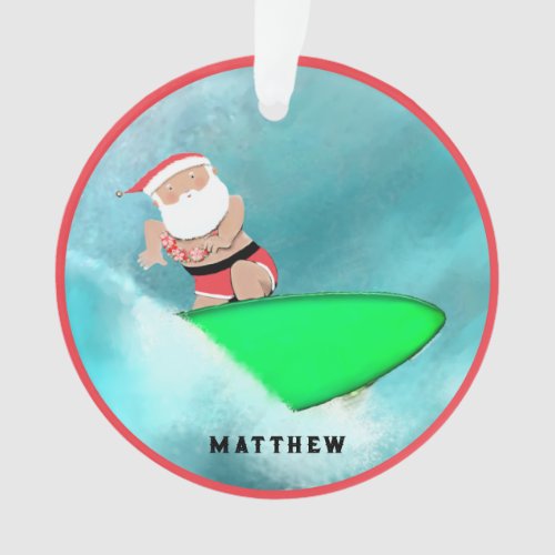 Personalized 2023 Hawaii Surfing Holiday Gift Ornament