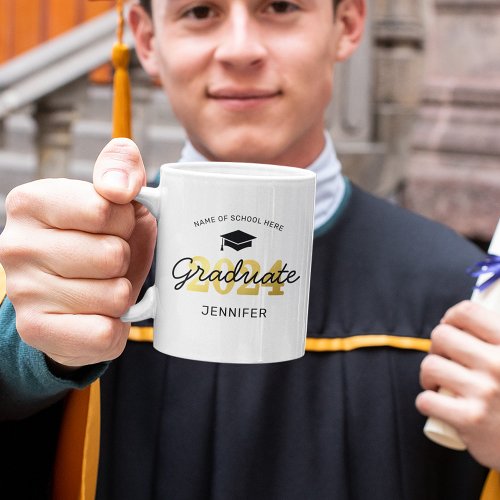 Personalized 2024 Black Gold Graduate Mug