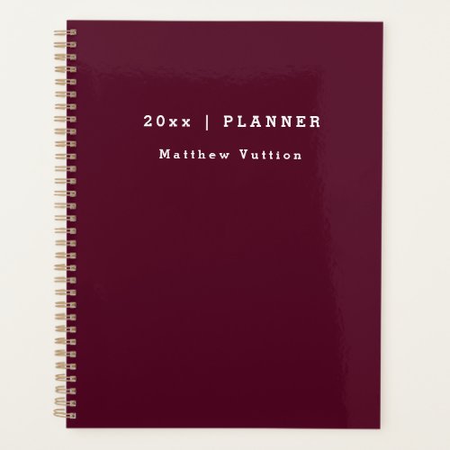 Personalized 2024 Burgundy Weekly Monthly  Planner