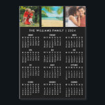 Personalized 2024 Calendar 3 Photo Fridge Magnet<br><div class="desc">Featuring a useful 2024 calendar,  you can personalize it with your 3 special photos,  one for each month,  and family name to create a perfect 2024 new year gift. Designed by Thisisnotme©</div>