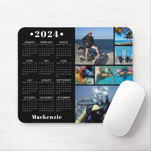 Personalized 2024 Calendar 6 Photo Custom Color Mouse Pad