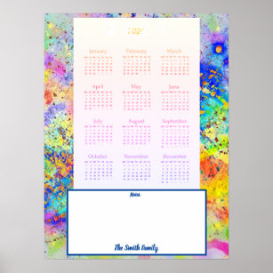 Personalized 2024 colorful calendar poster
