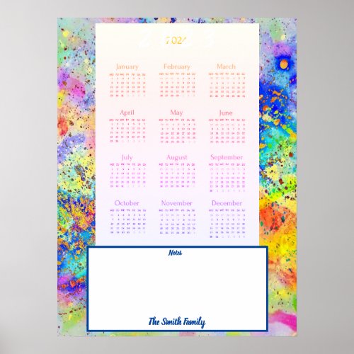 Personalized 2024 colorful calendar poster