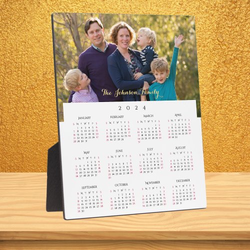 Personalized 2024 Family Photo Yearly Calendar Plaque