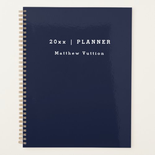 Personalized 2024 Navy Blue Weekly Monthly  Planner