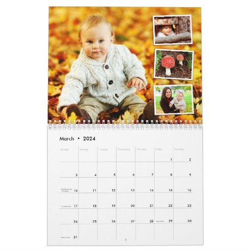 Personalized 2024 photo calendar custom holiday