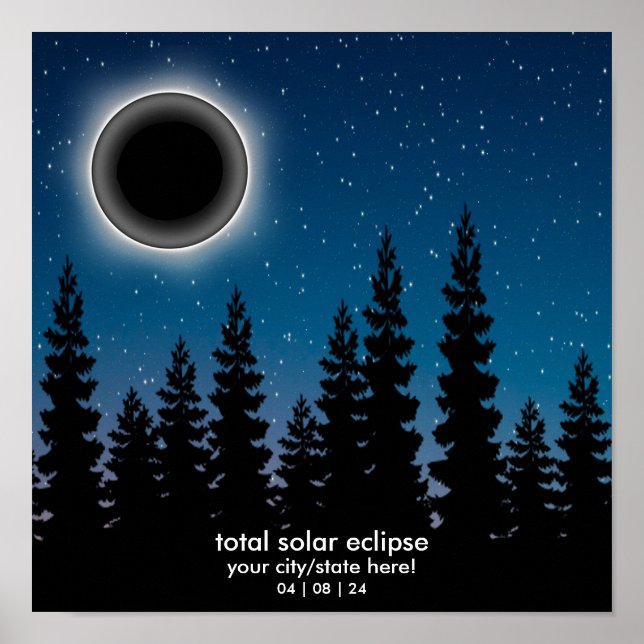 Personalized 2024 Solar Eclipse Souvenir Memento P Poster (Front)