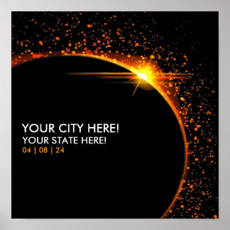 Personalized 2024 Solar Eclipse Souvenir Memento Poster