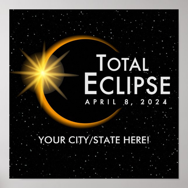 Personalized 2024 Solar Eclipse Souvenir Memento Poster (Front)