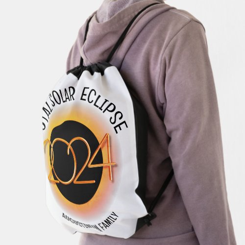 Personalized 2024 TOTAL SOLAR ECLIPSE Drawstring Bag