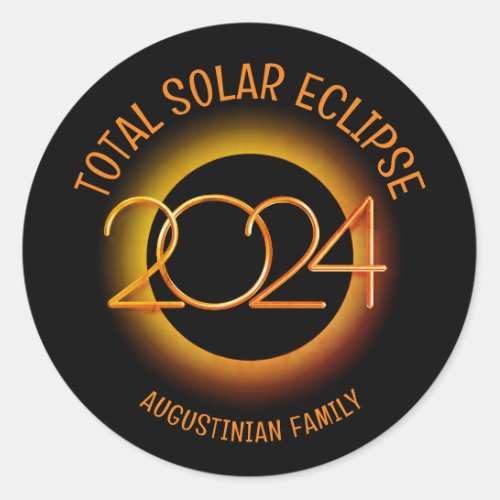 Personalized 2024 TOTAL SOLAR ECLIPSE Family Classic Round Sticker