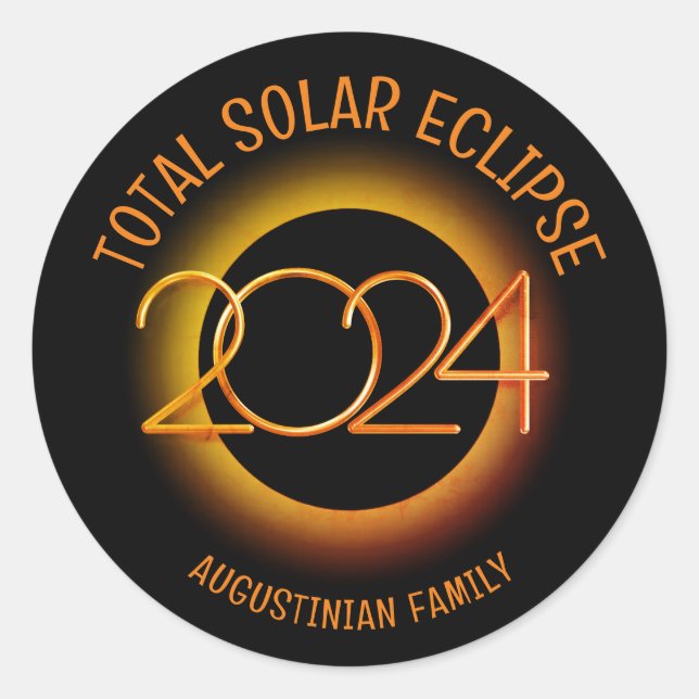 Personalized 2024 TOTAL SOLAR ECLIPSE Family Classic Round Sticker (Front)