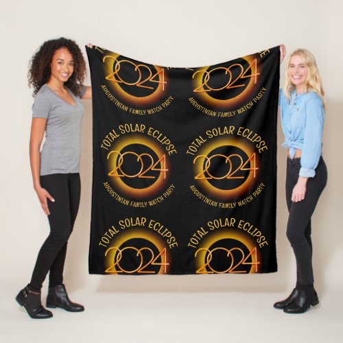 Personalized 2024 TOTAL SOLAR ECLIPSE Family Fleece Blanket