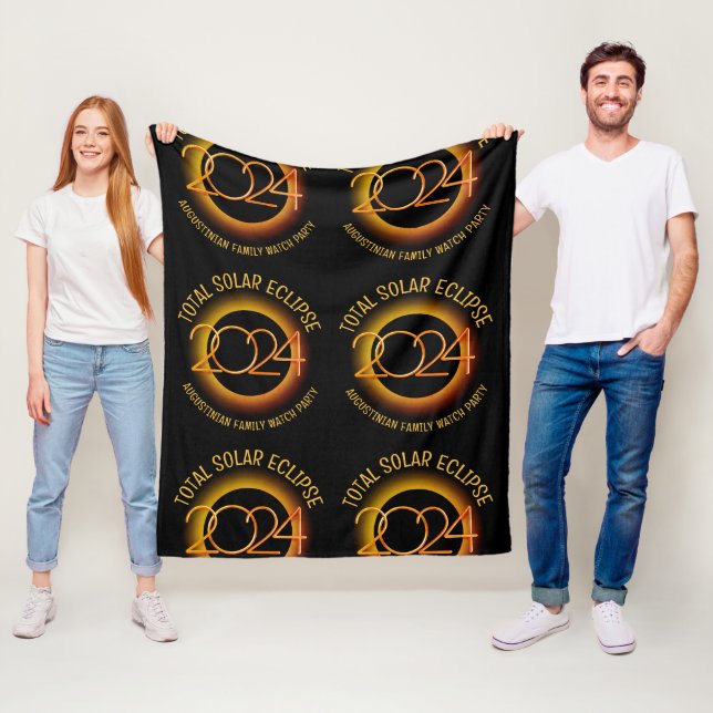 Personalized 2024 TOTAL SOLAR ECLIPSE Family Fleece Blanket (In Situ)