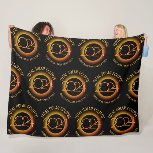 Personalized 2024 TOTAL SOLAR ECLIPSE Family Fleece Blanket