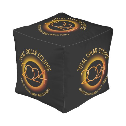 Personalized 2024 TOTAL SOLAR ECLIPSE Family Outdoor Pouf